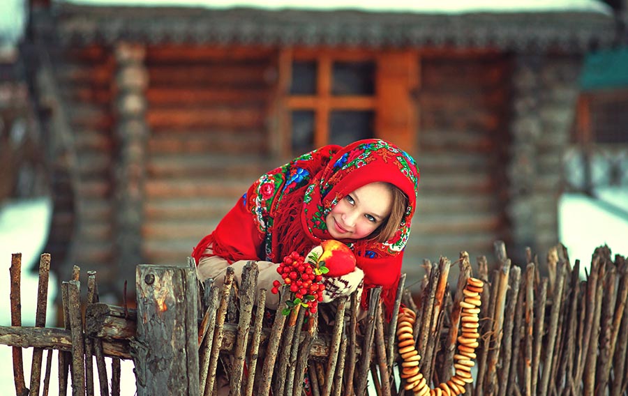 Sexy girl Women in Slavic costumes in Sandakan